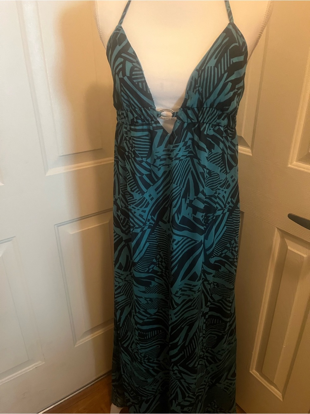 G by Guess Teal and Black Maxi Dress